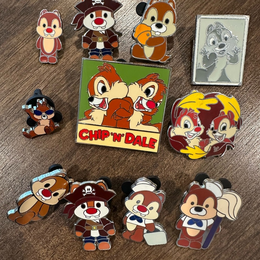 Disney Chip 'n Dale Pin Collection - Red, Brown, Yellow